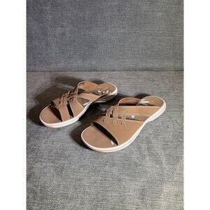 Clarks Womens Paylor Open Toe Casual Flat Sandals, Green, Size 10